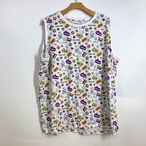 TomboyX Rainbow Pixel Game Over Graphic Tank Top Sleeveless‎ White Multicolor